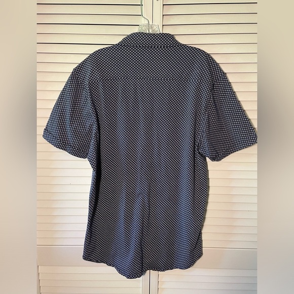 California Shirt Co Short Sleeve Button Down Shirt Blouse Blue White Size Large - Picture 6 of 11